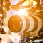 Camera on film set, behind the scenes